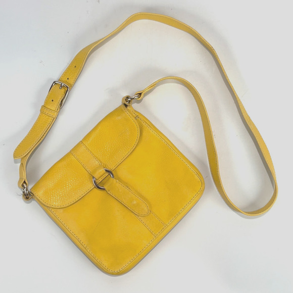 Cole Haan Yellow Pebble Leather Crossbody Bag Swingpack Adjustable Strap Handbag - Picture 1 of 9